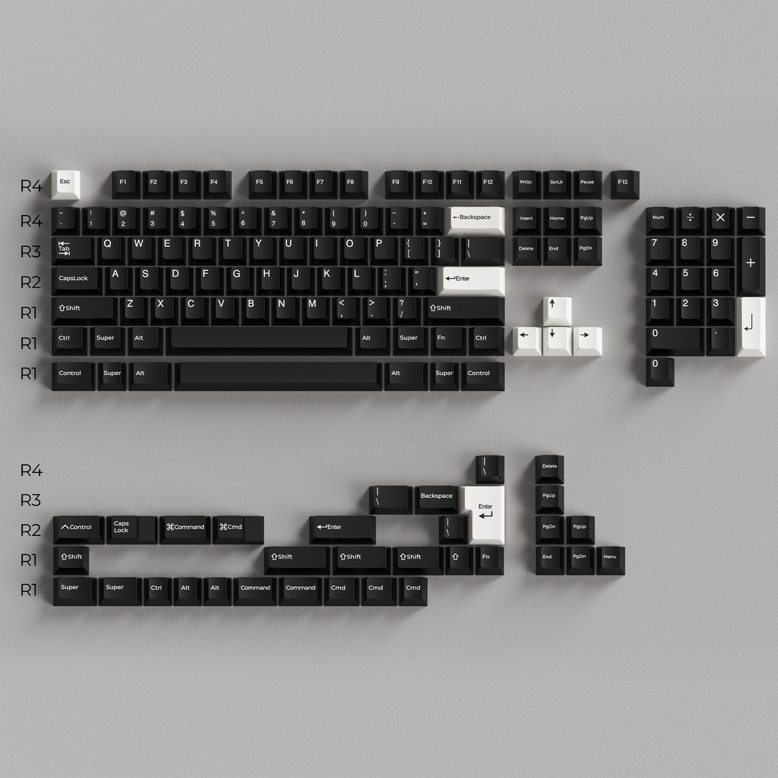 ChocFox Twilight Black/Snow Frost White PBT Keycap Set